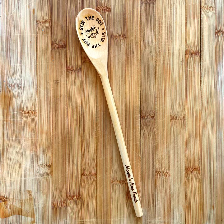 Monte’s Fine Foods - Wholesale Kitchen Spoon - "Spoon Me" Rest & "Stir The Pot" Wooden Spoon Bundle