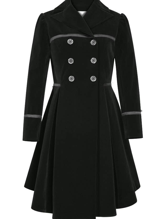Casaco Trench Chic Star Velvet Trims Preto 062824 por atacado de CHIC STAR