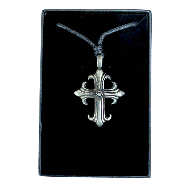 Myth & Magik - Silver Jewellery Cavern Wholesale - Wholesale Pendant/Charm Necklace - Hallowed Cross Pewter Necklace – Adjustable Gothic (USA-DDP)1