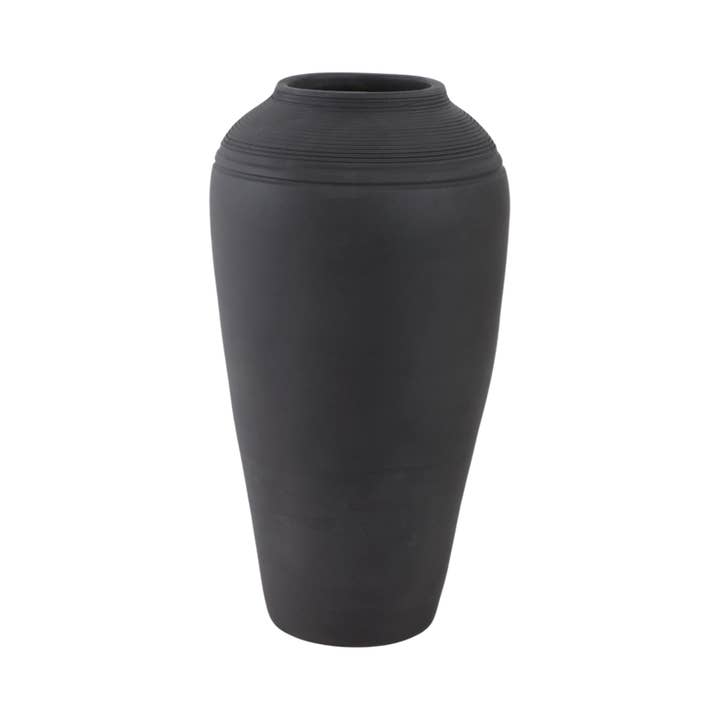 Sagebrook Home - Wholesale Vase - Ceramic Cylinder Ribbed Floor Vase Decor - Black, 16 in.