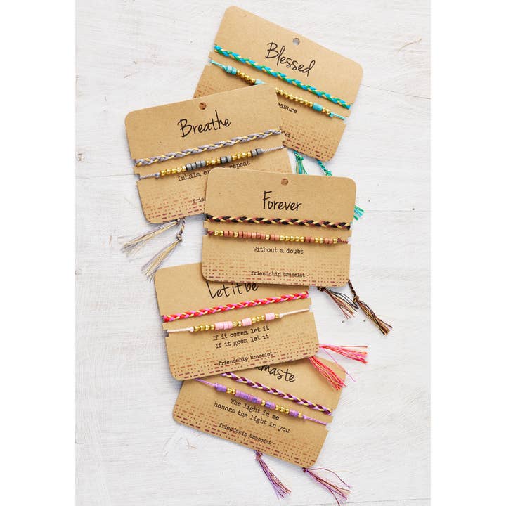 Namaste - Wholesale Woven/Braided Bracelet - Set 2 Friendship Bracelets On Card in Display Box1