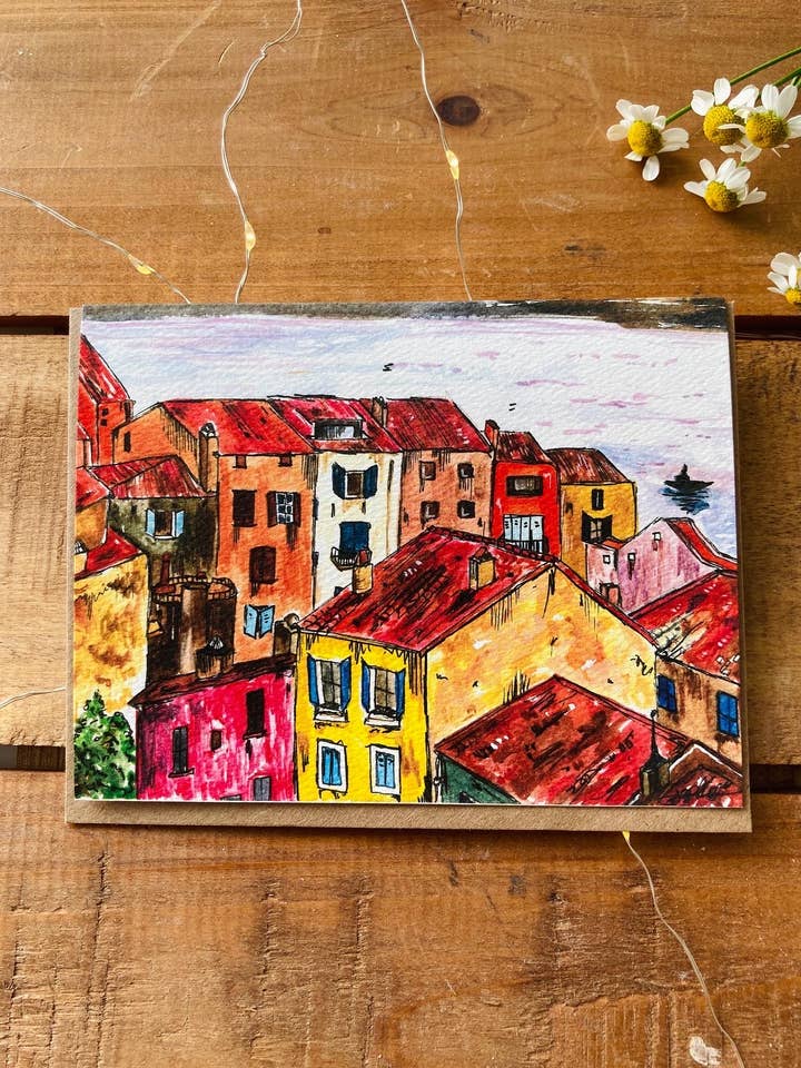 Italy Buildings Watercolor Greeting Card - Sophia Lavrov for wholesale by Sophia Lavrov