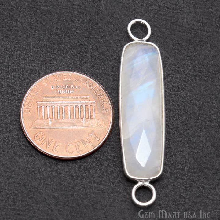 GemMartUSA - Wholesale Individual Charm/Pendant - Rectangle 40x9mm Silver Bail Gemstone Connector Pendant4