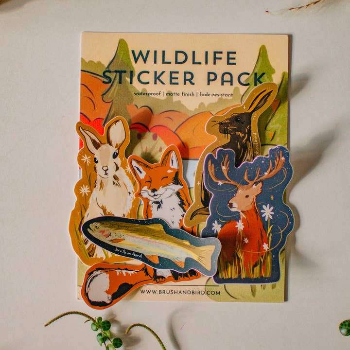 Wildlife Sticker Pack | Vattentät vinylklistermärkesuppsättning för wholesale av Brush + Bird Paper Co.