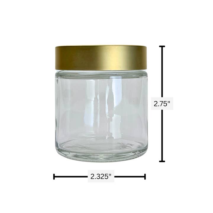 The Bottle Shoppe - Wholesale Jar - 4oz Clear Glass Jar Straight Sided with Brushed Gold Lid1