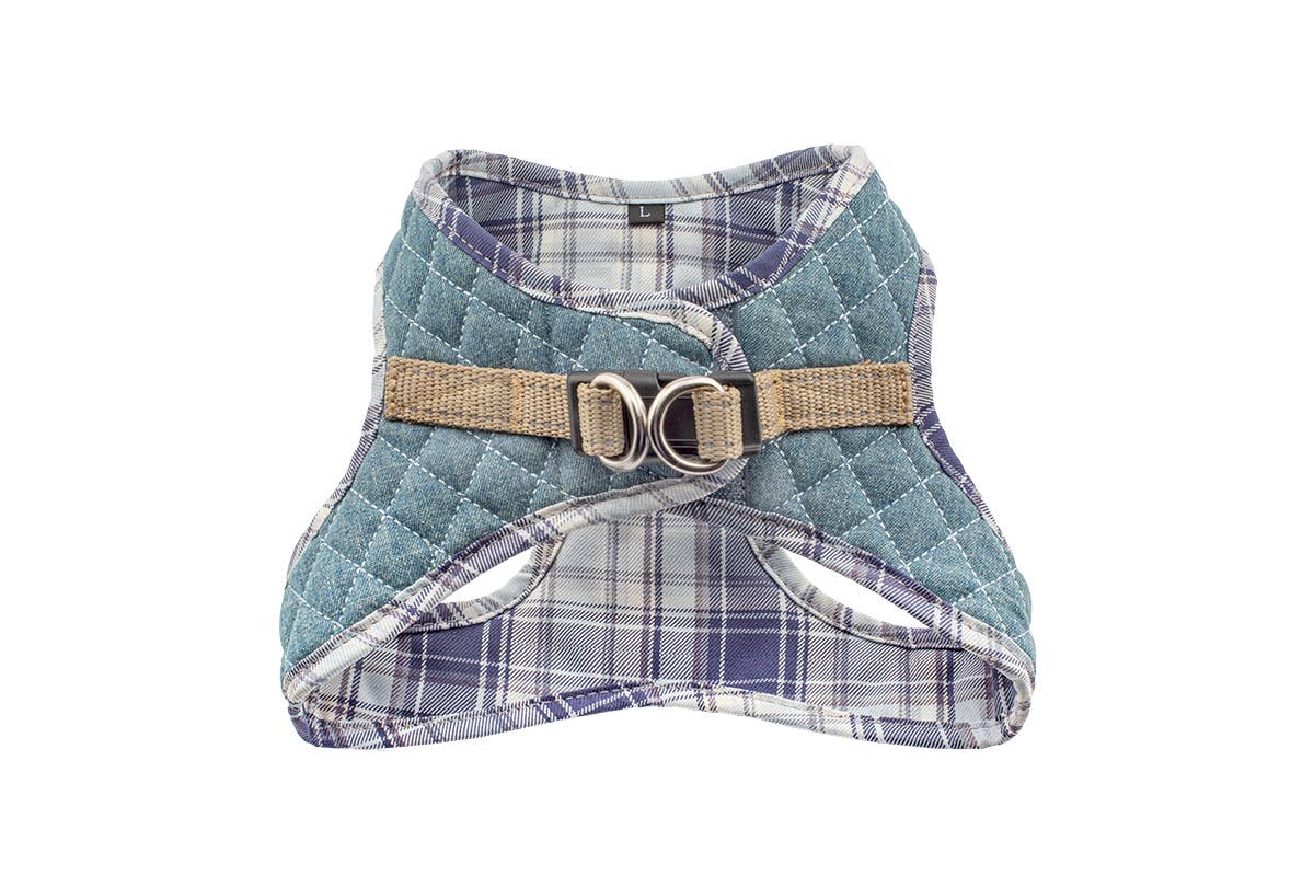 Urban Dog Stars - Wholesale Pet Harness - Dog - Step-In Denim Harness - Blue Plaid
