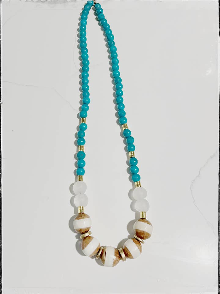 Tanzania Træ & knogle kugle perle glas perle halskæde - krikand for engroshandel hos GentrybyJenna