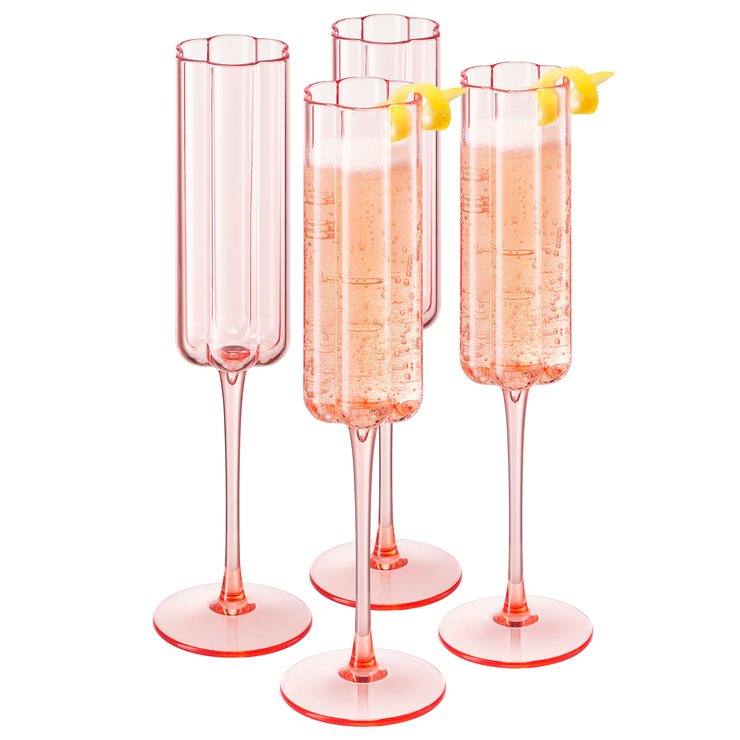 The Wine Savant /  Khen Glassware - Vente Flûtes de champagne - Flûte à champagne en plastique à fleurs acryliques incassables, 6,5 oz0