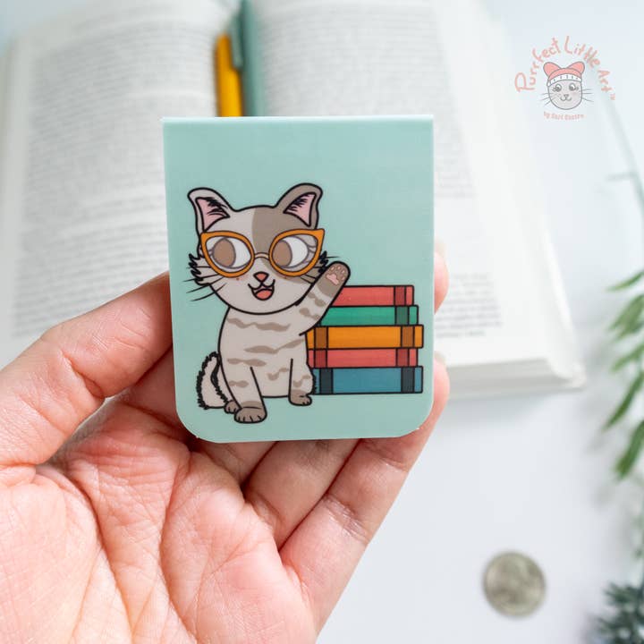 Marque-page magnétique Smart Cat Bookish pour la vente par Purrfect Little Art
