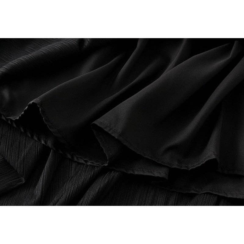 UZ Wholesale Store - Vente Jupe – femme - Jupe trapèze plissée métallique avec taille élastique de couleur unie5