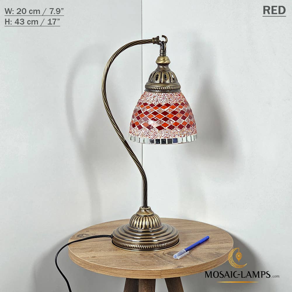 Mosaic Lamps - Wholesale Accent/Desk Lamp - 10+ Colors - Swan Neck Reading Table Lamp, Turkish Mosaic Re15