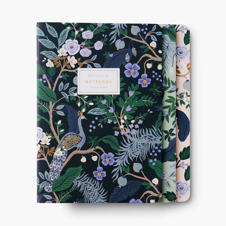 Rifle Paper Co. - Wholesale Notebook - Assorted Set of 3 Peacock Notebooks
