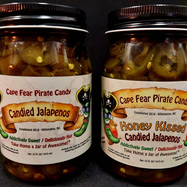 Cape Fear Pirate Candy, LLC - Wholesale Pickled Vegetables - Split Case - Candied Jalapeno/Honey Kissed Candied Jalapenos0