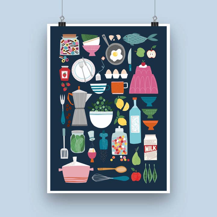 Joanne de Pace Design Studio - Wholesale Art Print - 'Vintage Kitchen' Contemporary Art Print