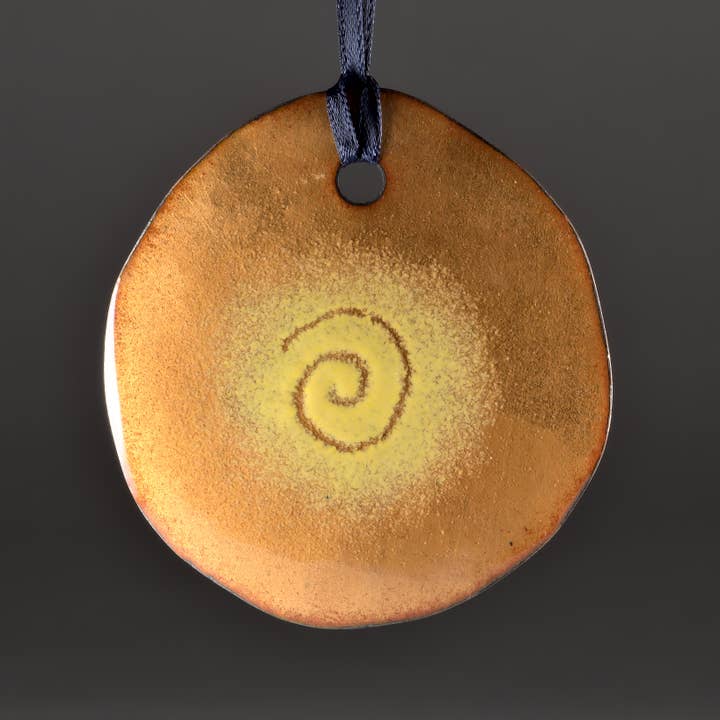 Copper Enamel Ornament, Amber and Yellow for wholesale by Kristin Ellis