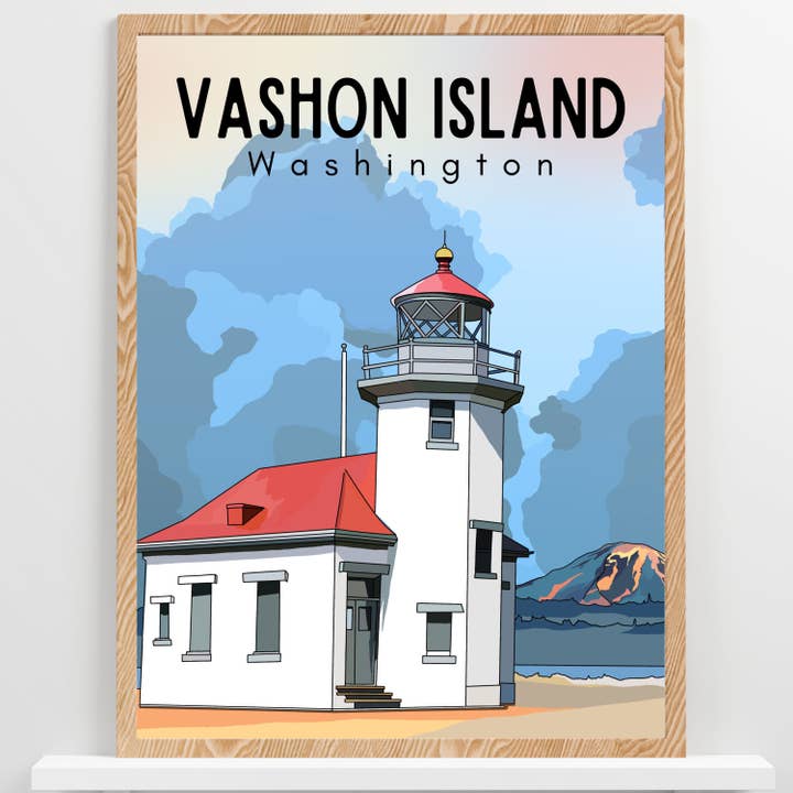 Vashon Island plakat - Puget Sound - Washington Rejseplakat for engroshandel hos Wild Life Design Co.