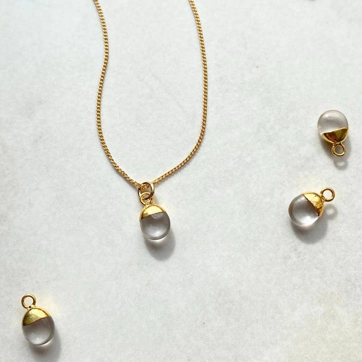 Quartz Tiny Tumbled Necklace | Healing (Gold Plated) for wholesale by Decadorn