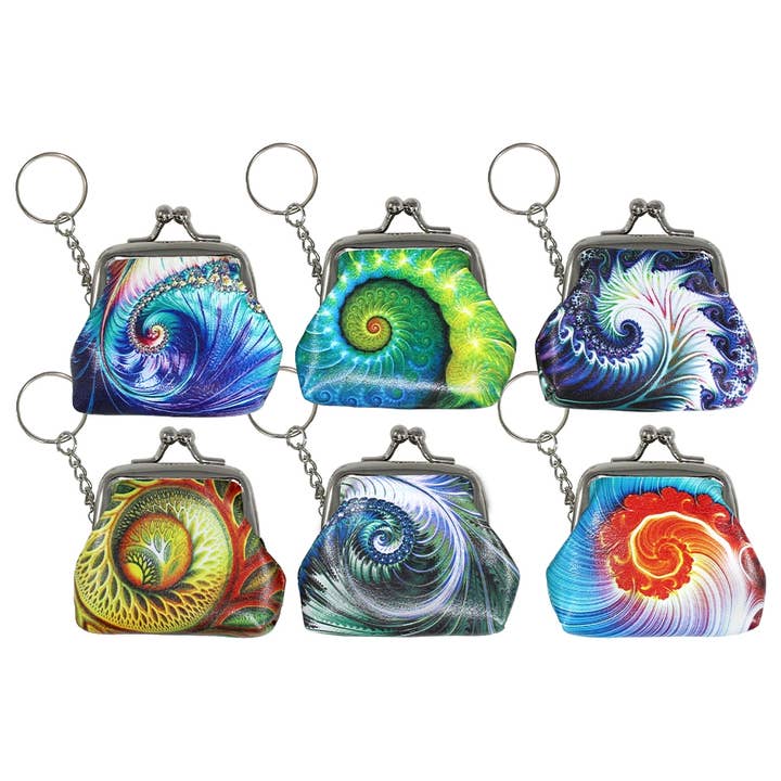 World Buyers - Wholesale Keychain - Women's - Nautilus Clasp Coin Purse Keychains Asst KA437