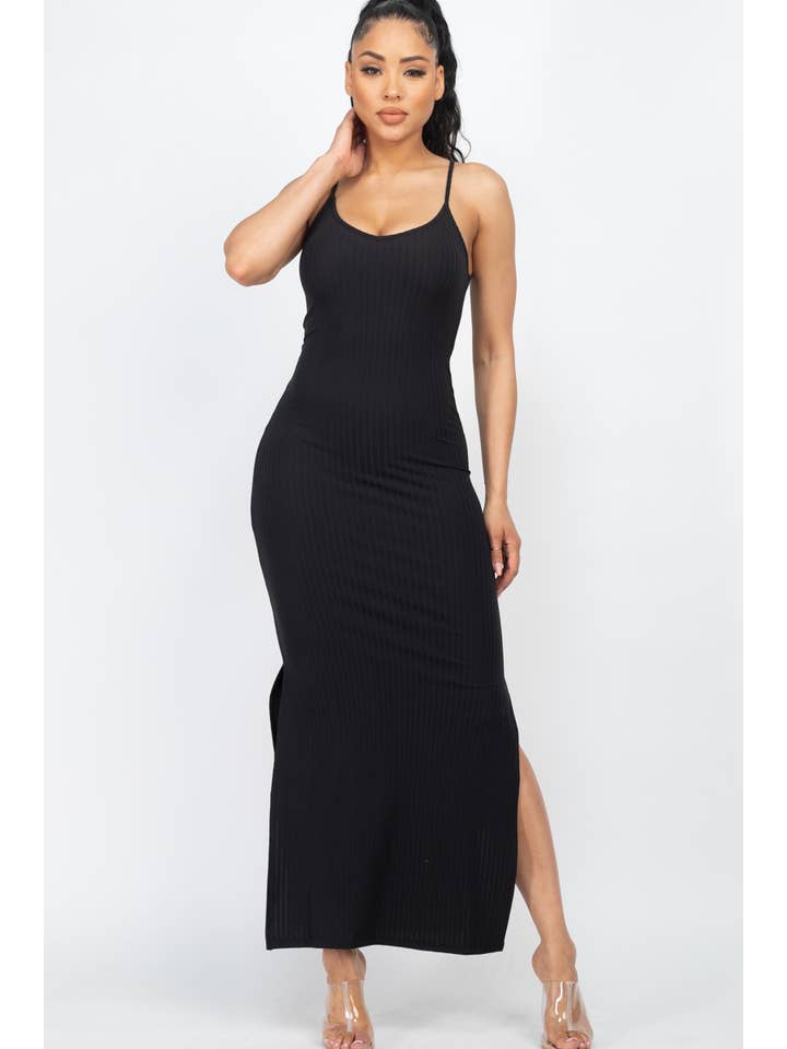 CAPELLA APPAREL - Wholesale Dress - Women's - Ribbed Side Slit Long Cami Dress34