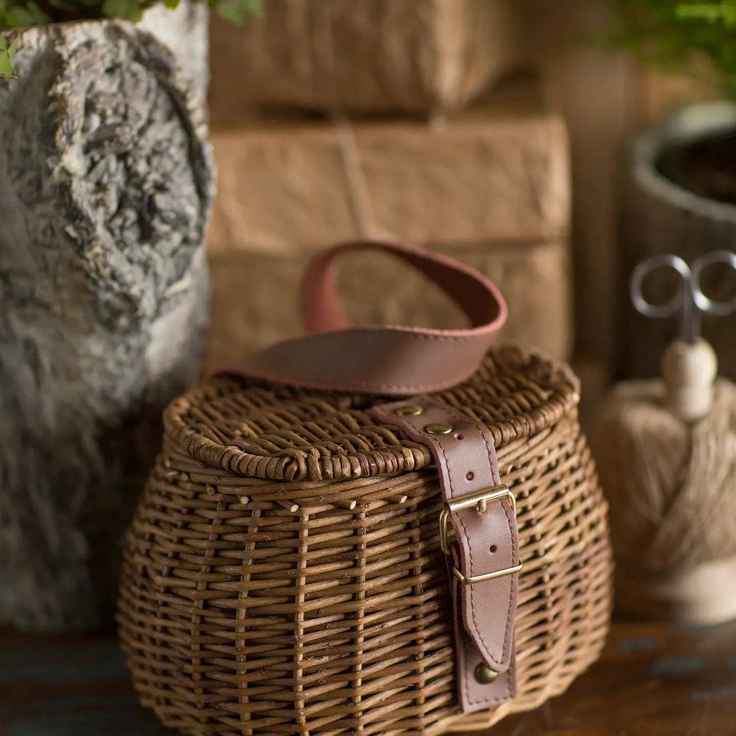 Vagabond Vintage - Wholesale Basket - Small Wicker Fishing Basket1