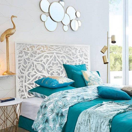 Victoria Handgesneden Mandala Wandmontage Houten Bed Hoofdeinde voor wholesale door Crafted Fashions