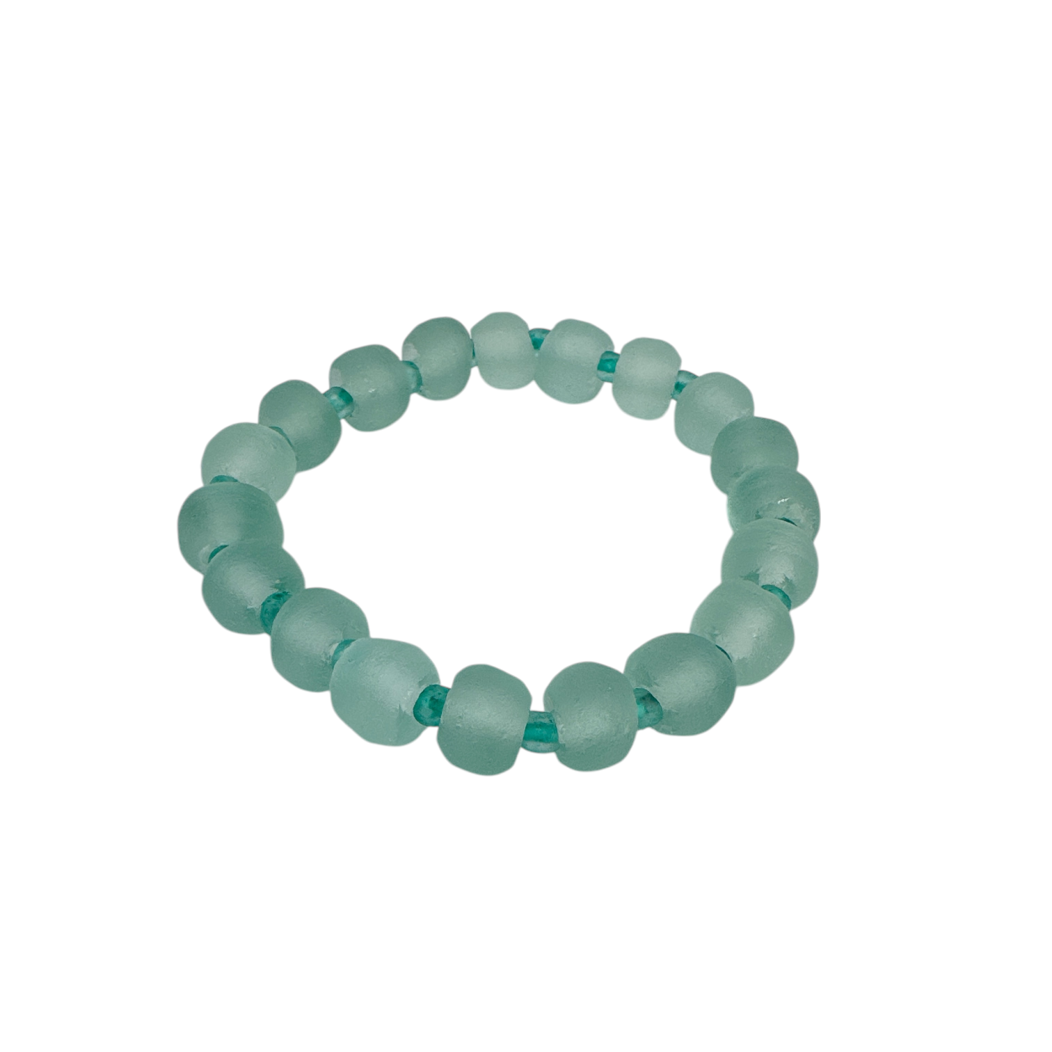 Maka Imports – wholesale Beaded bracelet – Recycled Sea Beach Glass Stretch Bracelet Seafoam1