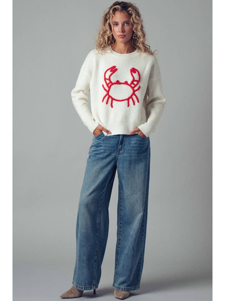 Urban Daizy - Wholesale Knit Sweater - Women's - Chunky Crab Embroidered Knit Sweater7