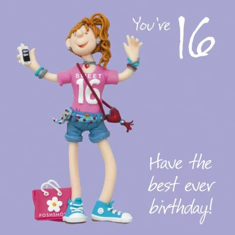 16th Birthday Female numbered birthday card for wholesale by Inky Blue Ltd t/a Holy Mackerel