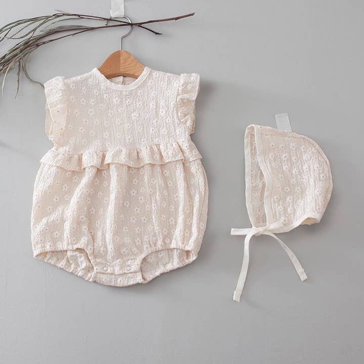 peekaboo – Conjunto de roupa - Bebé por atacado – Bodysuit de mangas curtas com estampa margarida para bebê0