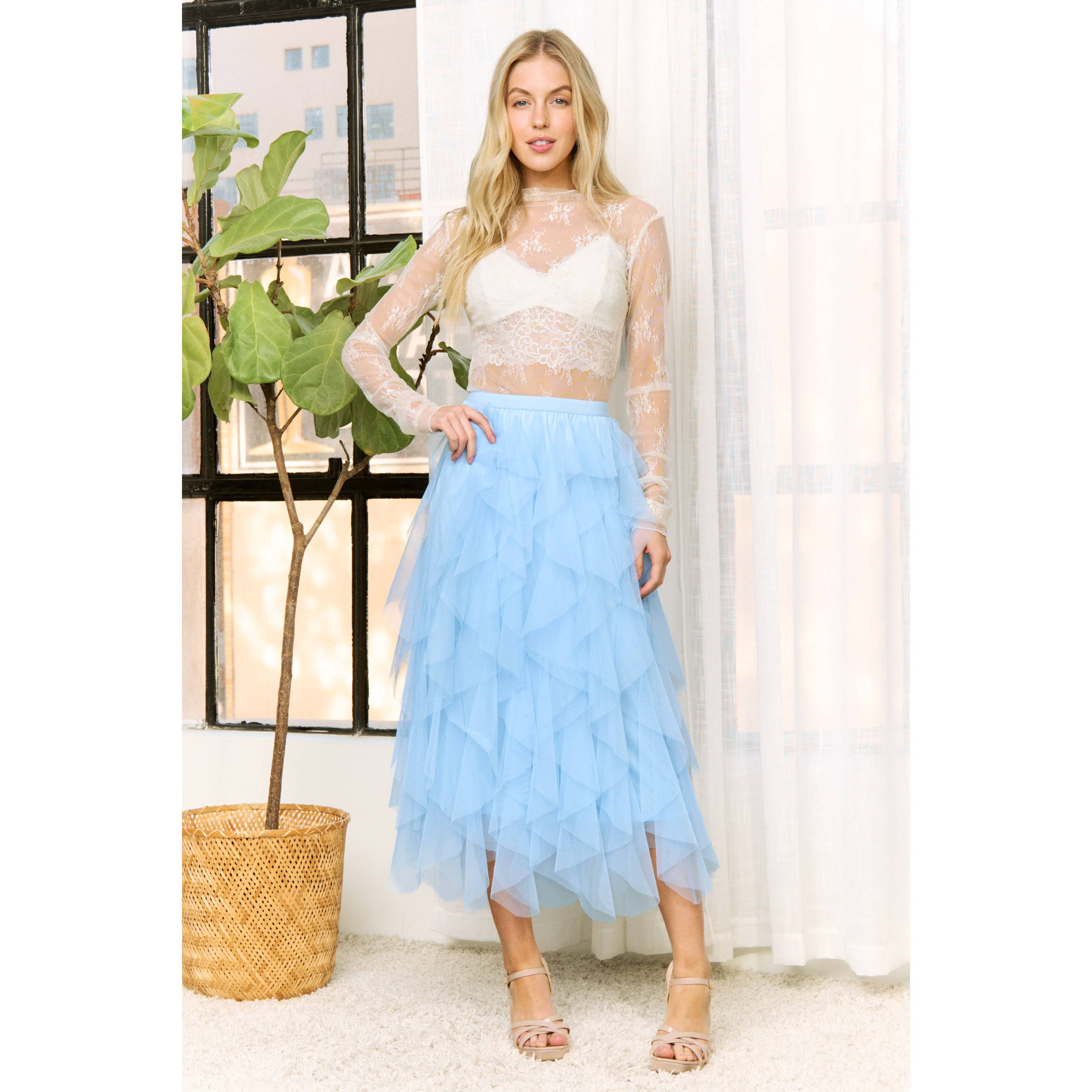 Sweet Generis - Wholesale Skirt - Women's - CASCADING TULLE MESH LAYERED MAX SKIRT31