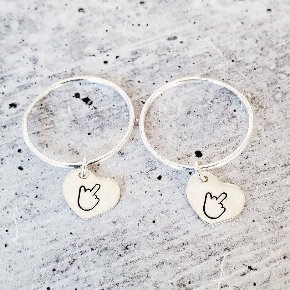 Salt and Sparkle - Wholesale Hoop Earrings - Middle Finger Endless Hoop Heart Earrings1