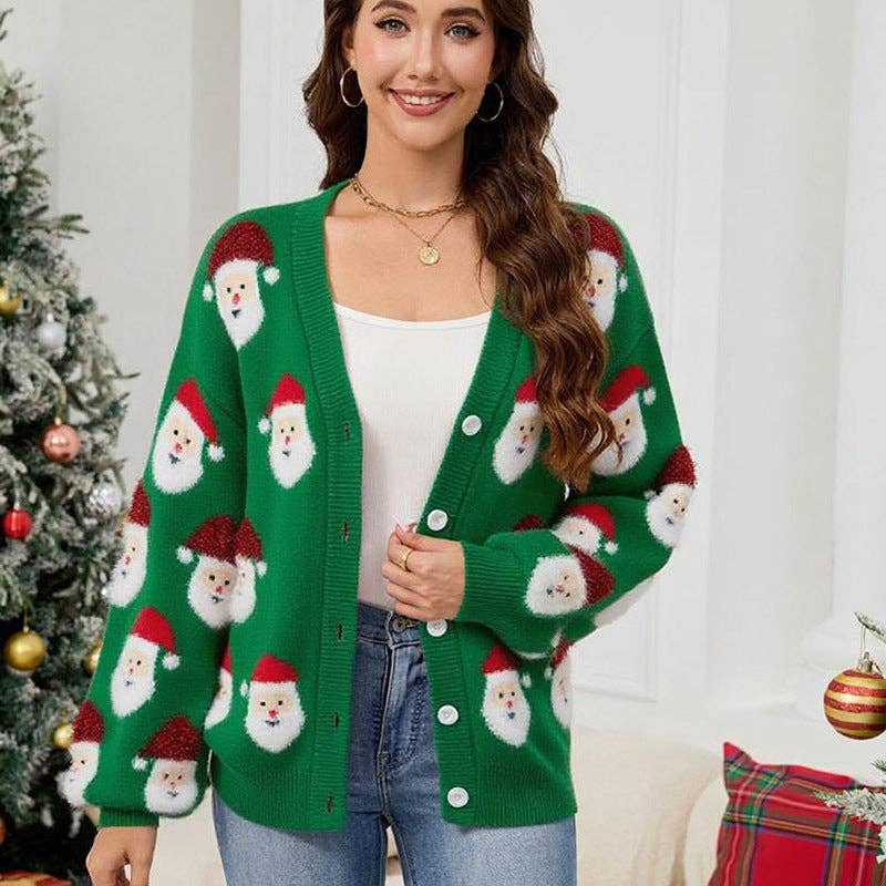 Suhkasana - Wholesale Cardigan - Women's - Women’s Santa Claus Knit Cardigan Christmas Sweater7