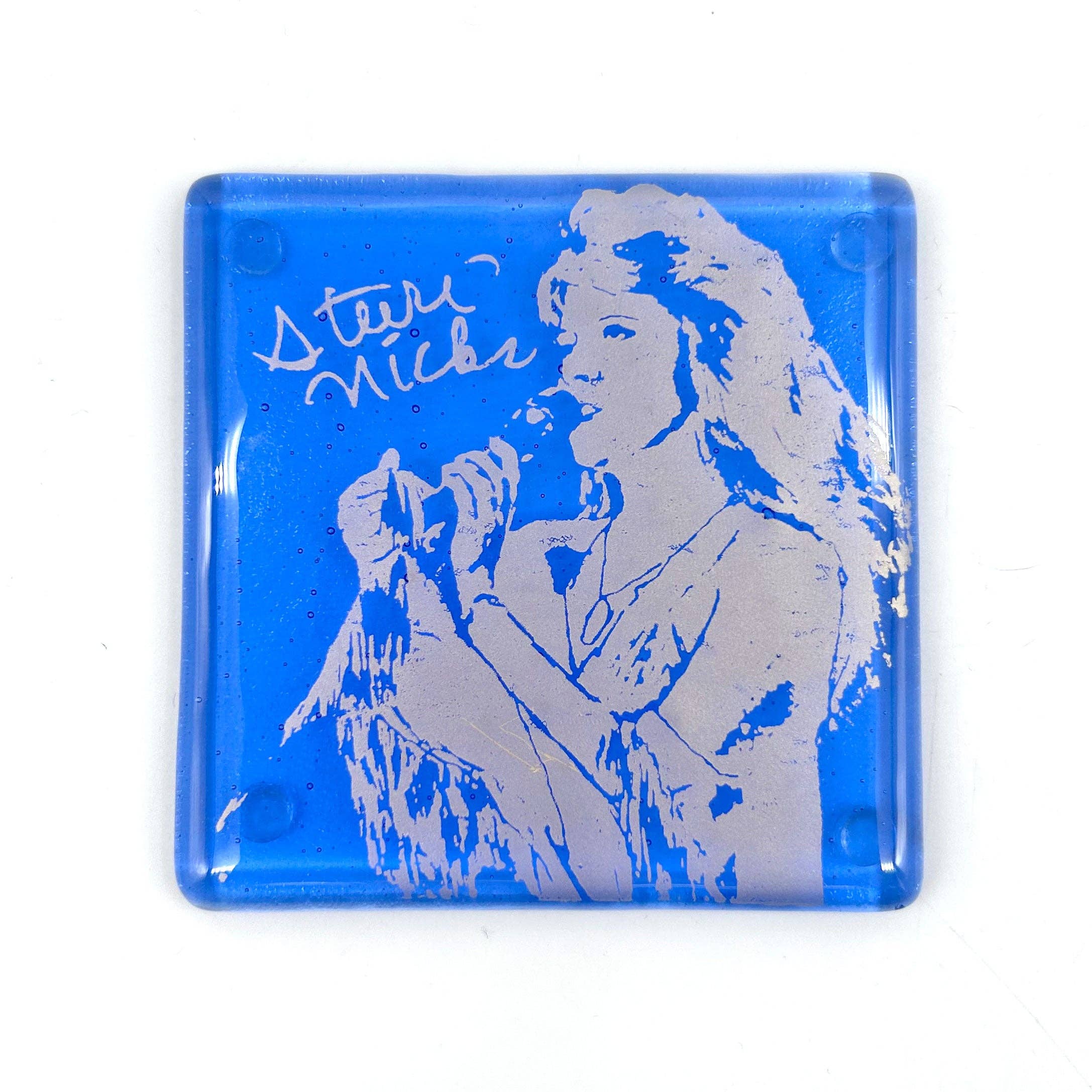 Kiku Handmade | Contemporary Fused Glass Home Goods - Wholesale Coasters - Stevie Nicks Fused Glass 4" Single Coaster1