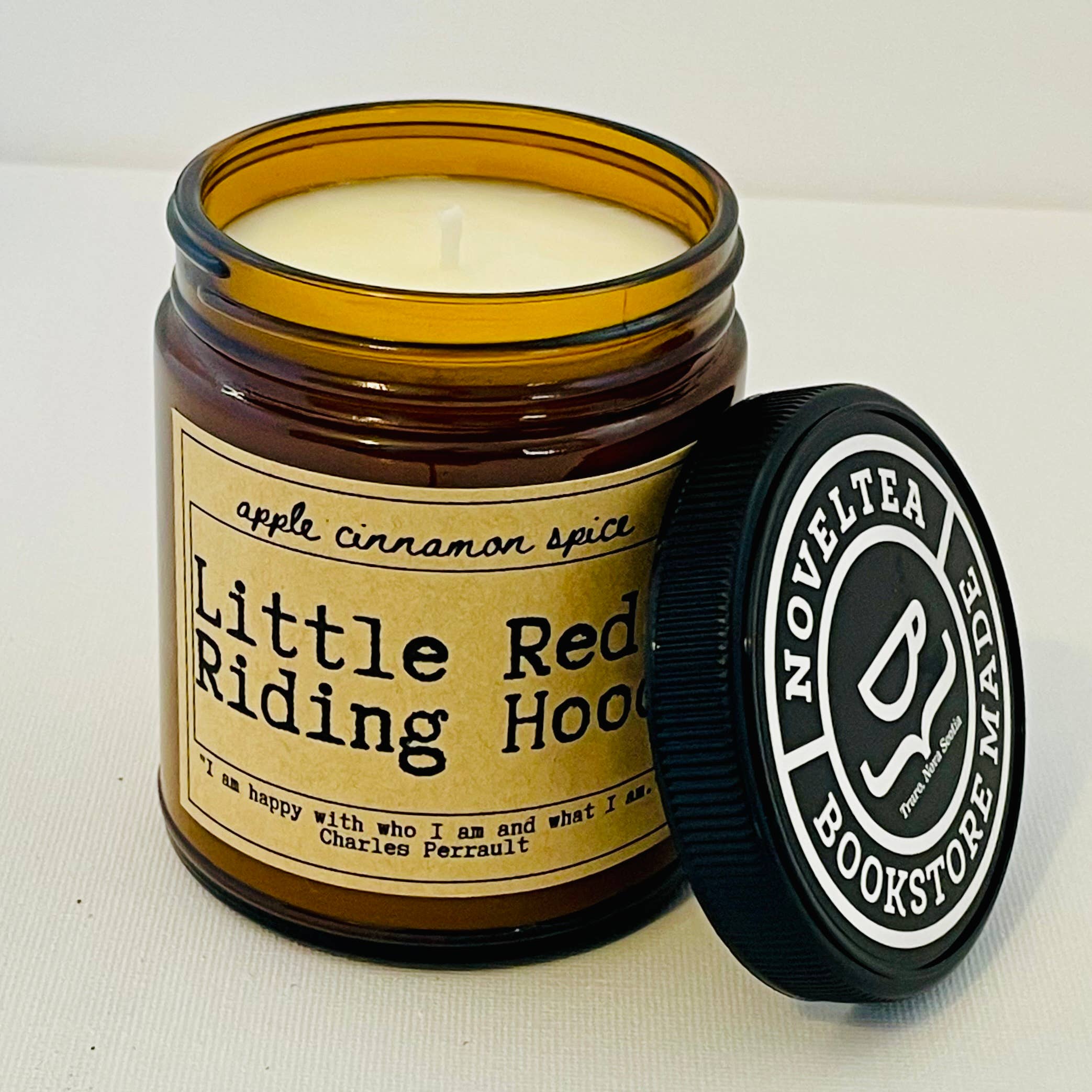NovelTea Bookstore & Gifts - Wholesale Jar/Filled Candle - Little Red Riding Hood -  Apple Spice Scented Candle1