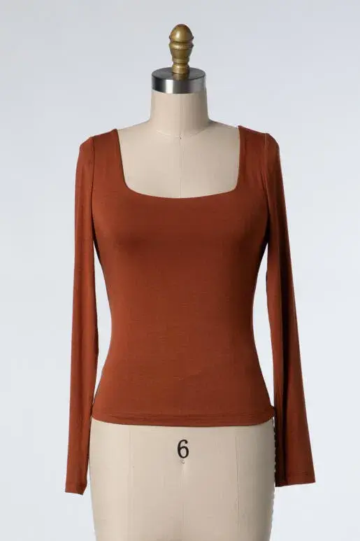 Final Touch - Wholesale Knit Top - Women's - Double Layered Square Neck Basic Top - T1710910