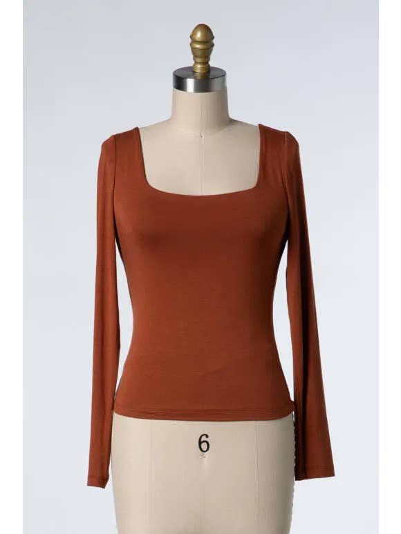 Final Touch - Wholesale Knit Top - Women's - Double Layered Square Neck Basic Top - T1710910