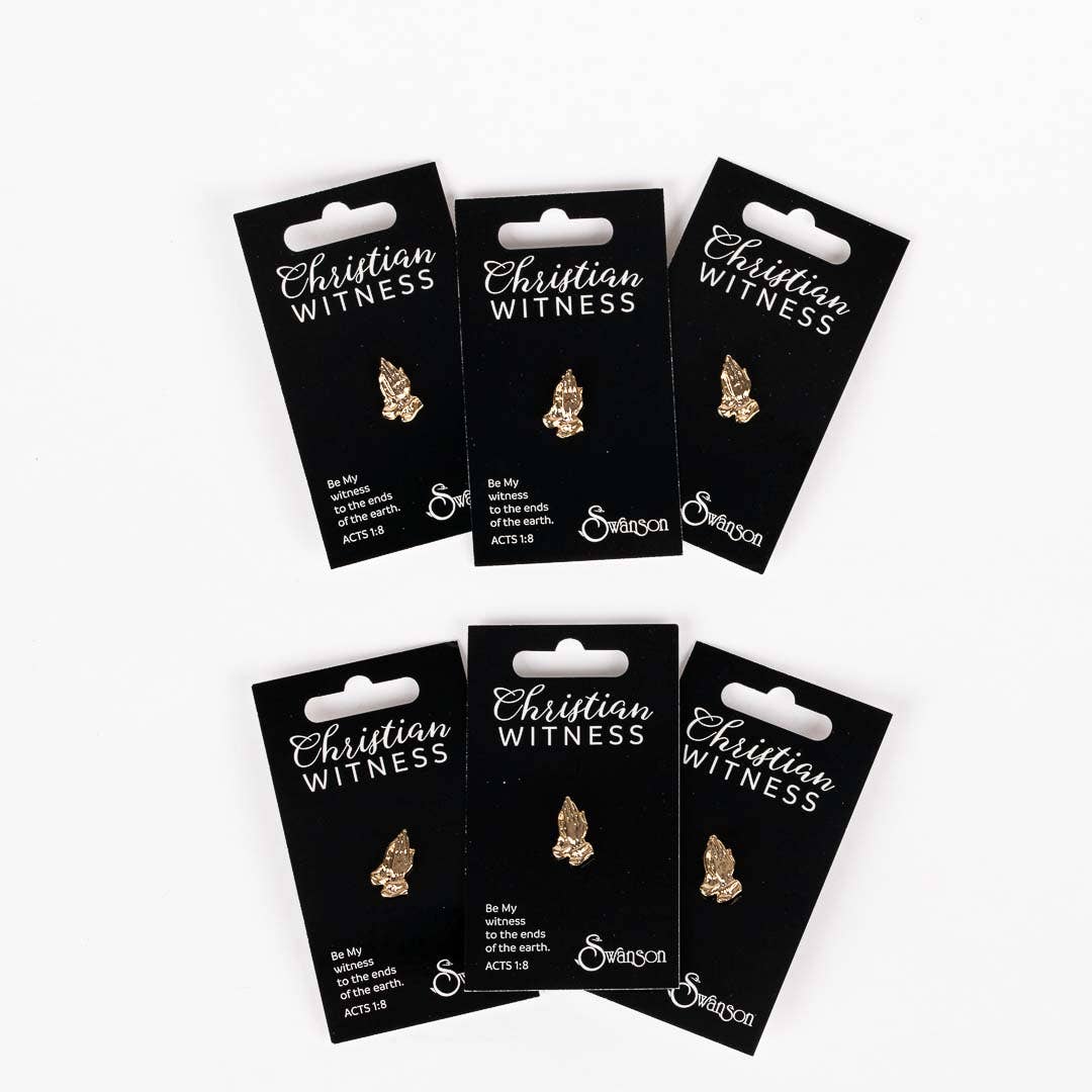 Swanson Christian Products - Wholesale Lapel Pin/Button - Lapel Pin Praying Hands Gold 11/16In Pk64