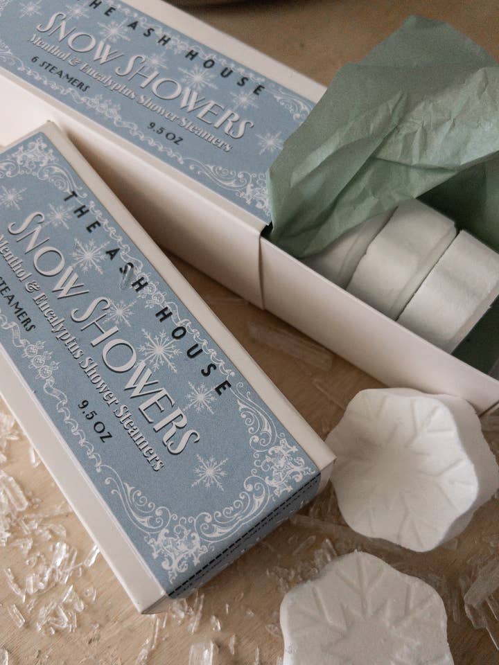 Snow Showers Shower Steamers 6-Pack for wholesale by The Ash House Soap Studio