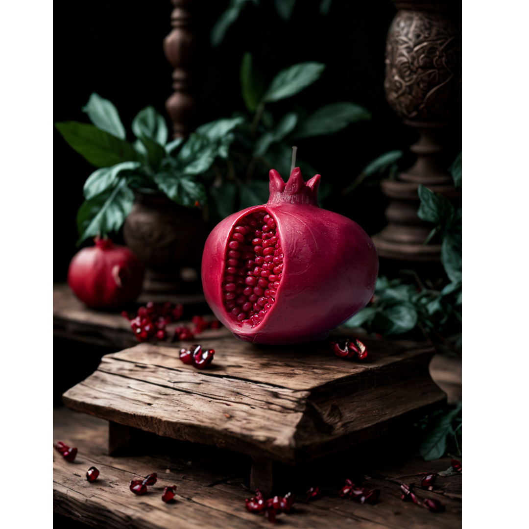 Beauty and the Moon – wholesale Pelarljus – Röd granatäppelljus i bivax | Feminint dekorationsljus4