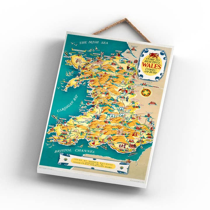Vivid Squid Wholesale - Vente Cartes - P1154 - Carte du Pays de Galles Office du tourisme gallois Original National Rail