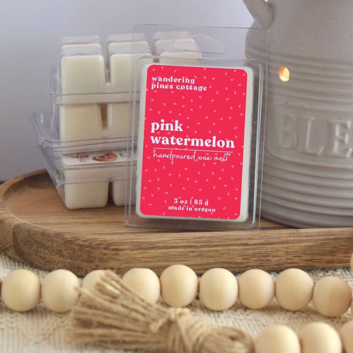 Wandering Pines Cottage - Wholesale Wax Melt - Pink Watermelon Wax Melts Clamshell - 3 oz 1