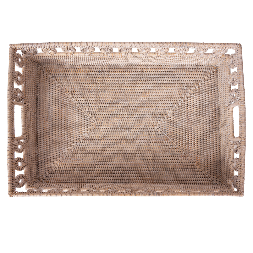 Artifacts Trading Company – wholesale Decorative tray – Rectangular Tray with Cutout Handles – Decorative Tray0