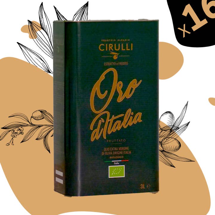 16 Latas de Azeite Extra Virgem Orgânico • 16 x 3 litros por atacado de Olio Cirulli