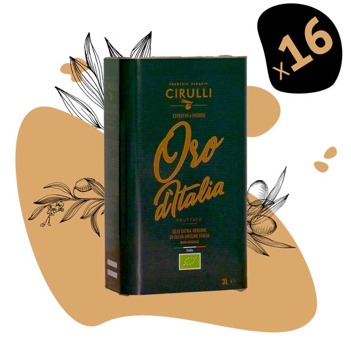 16 Lattine di olio extravergine Biologico • 16 X 3 Litri per la vendita all'ingrosso da parte di Olio Cirulli
