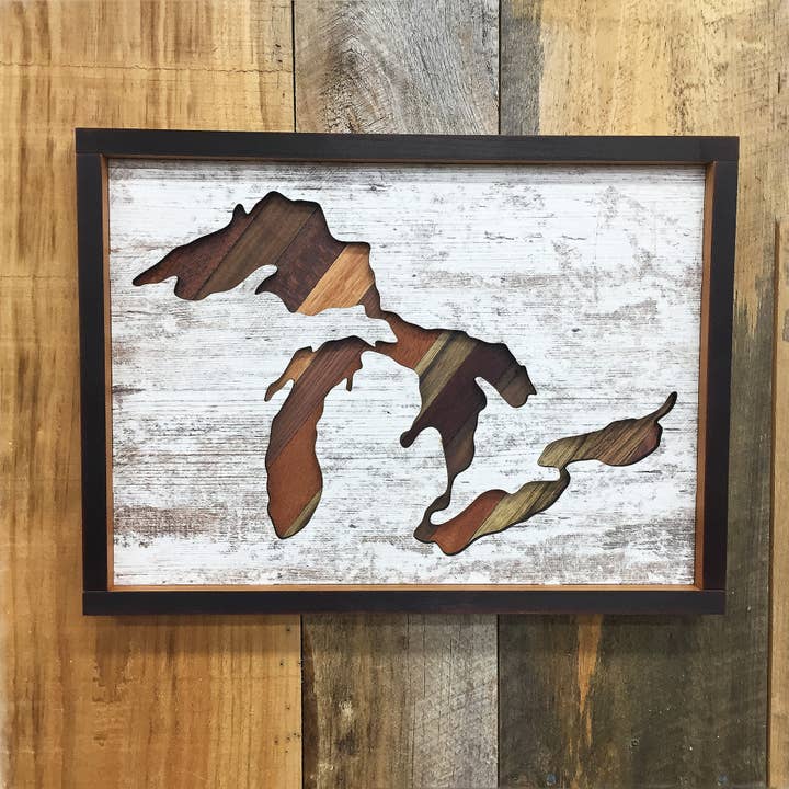 16 x 12 Great Lakes Wood Wall Art for wholesale by G3 Studios