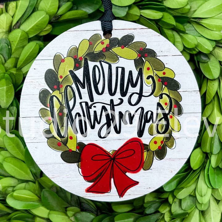 Christmas Ornament - Merry Christmas Wreath for wholesale by Studio 29 Eleven