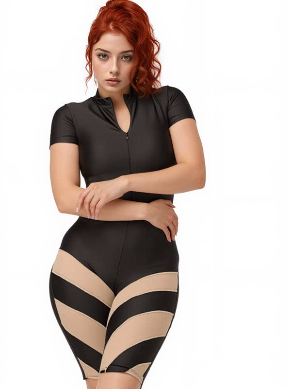 Tutina con cerniera a blocchi di colore per la vendita all'ingrosso da parte di J2 FASHION