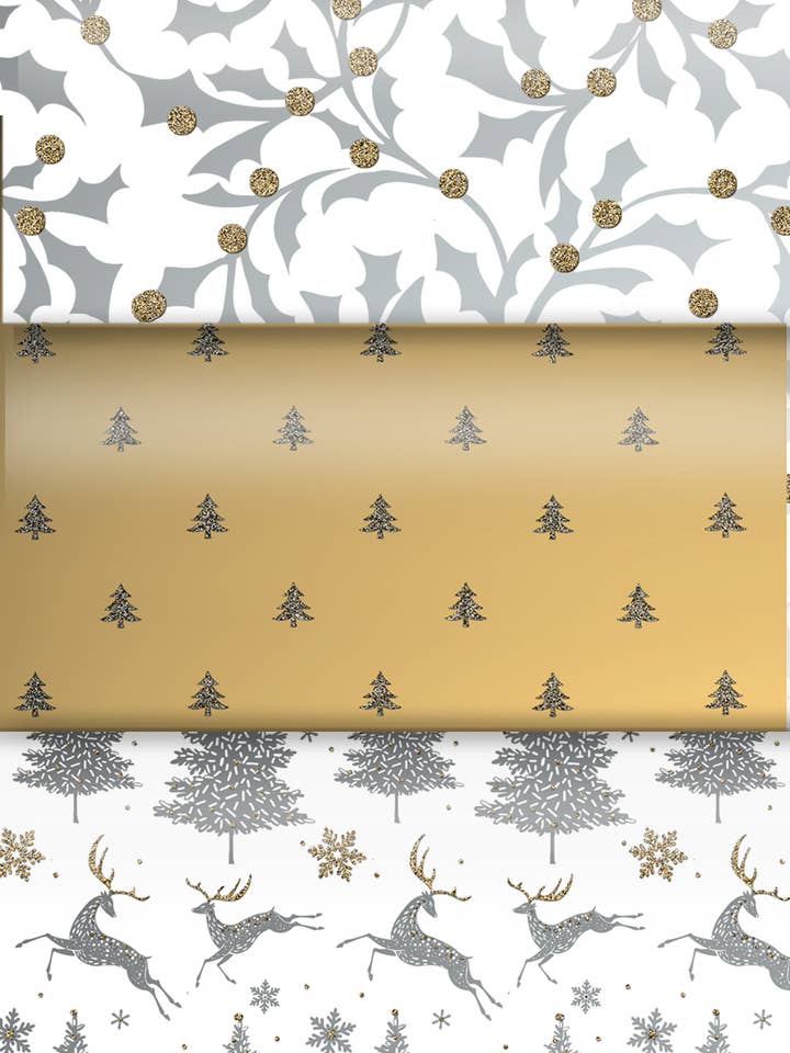 Golden Glow Christmas Flat Sheet Wrapping Paper for wholesale by The Unique Paper Company