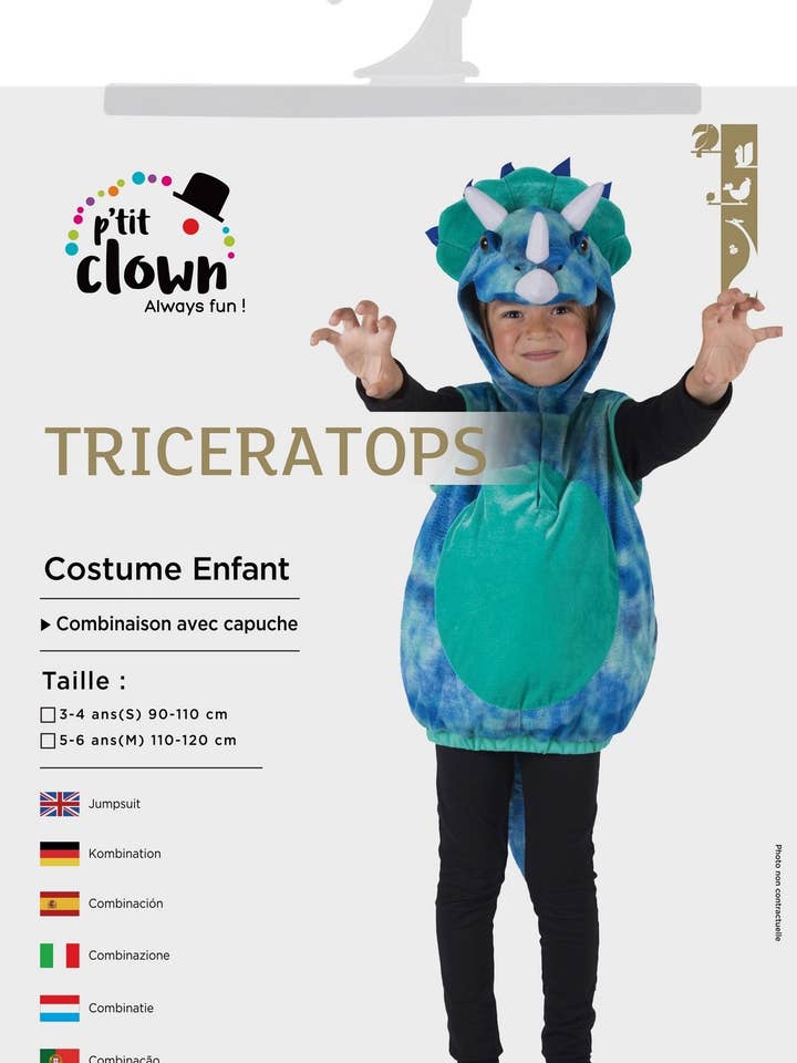 Costume Triceratops - Enfant - 3/4 Ans pour la vente par P'tit Clown