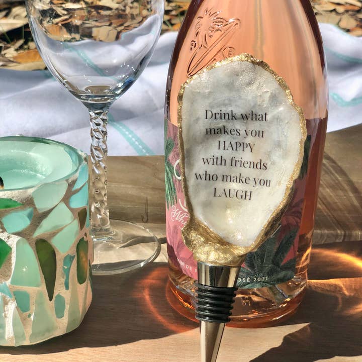 Coast and Cork - Wholesale Wine Stopper - Drink What Makes You Happy - Oyster Bottle Stopper / Cork2
